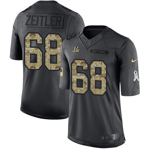 Nike Bengals #68 Kevin Zeitler Black Mens Stitched NFL Limited 2016 Salute to Service Jersey