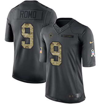 Nike Cowboys #9 Tony Romo Black Mens Stitched NFL Limited 2016 Salute To Service Jersey