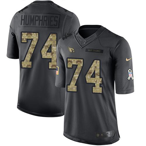 Nike Cardinals #74 D J Humphries Black Mens Stitched NFL Limited 2016 Salute to Service Jersey