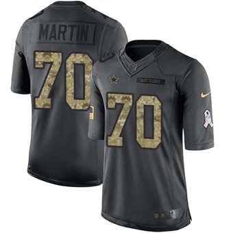 Nike Cowboys #70 Zack Martin Black Mens Stitched NFL Limited 2016 Salute To Service Jersey