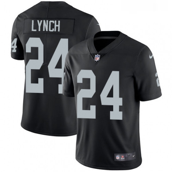 Mens Nike Oakland Raiders 24 Marshawn Lynch Black Team Color Vapor Untouchable Limited Player NFL Je