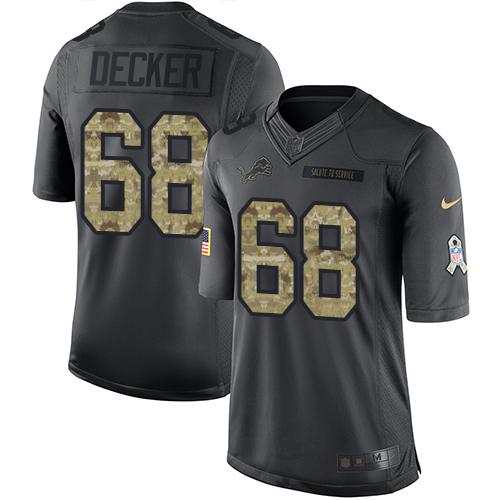 Nike Lions #68 Taylor Decker Black Mens Stitched NFL Limited 2016 Salute To Service Jersey