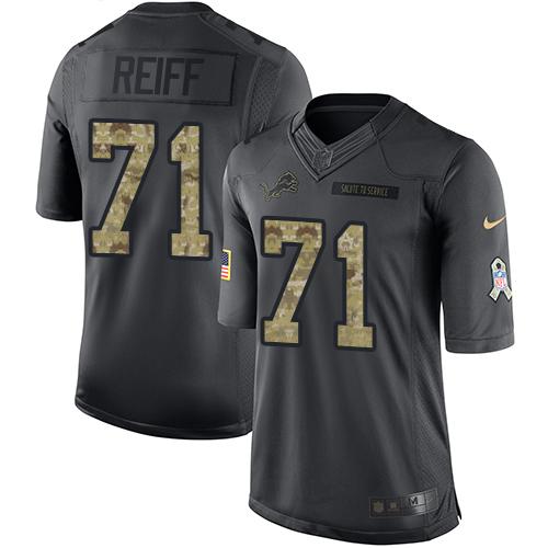 Nike Lions #71 Riley Reiff Black Mens Stitched NFL Limited 2016 Salute To Service Jersey