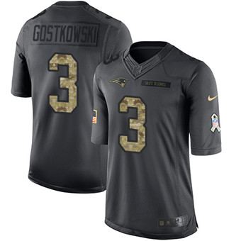 Nike Patriots #3 Stephen Gostkowski Black Mens Stitched NFL Limited 2016 Salute To Service Jersey