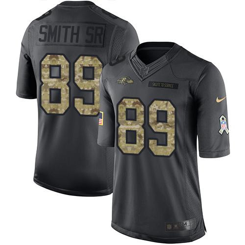 Nike Ravens #89 Steve Smith Sr Black Mens Stitched NFL Limited 2016 Salute to Service Jersey