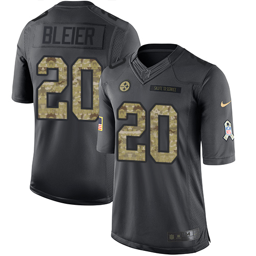 Nike Steelers #20 Rocky Bleier Black Mens Stitched NFL Limited 2016 Salute to Service Jersey