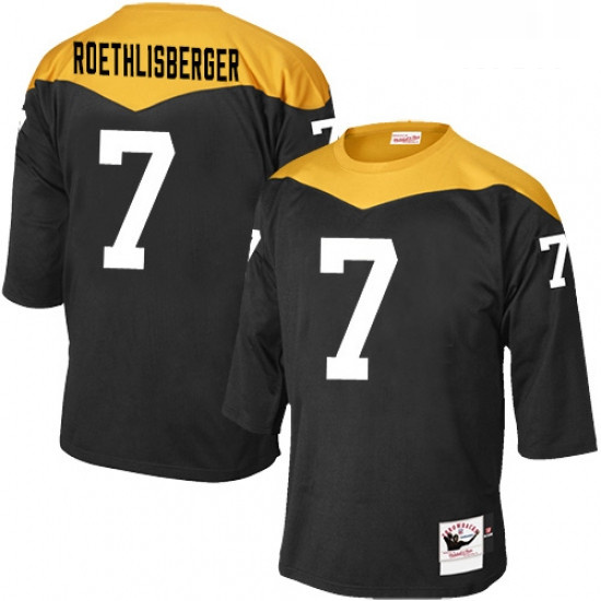 Mens Mitchell and Ness Pittsburgh Steelers 7 Ben Roethlisberger Elite Black 1967 Home Throwback NFL 