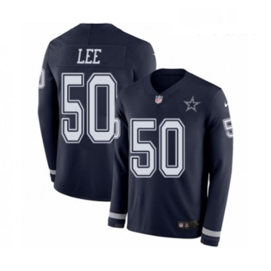 Youth Nike Dallas Cowboys 50 Sean Lee Limited Navy Blue Therma Long Sleeve NFL Jersey