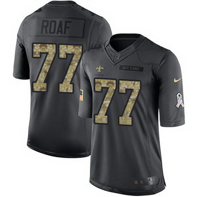 Nike Saints #77 Willie Roaf Black Mens Stitched NFL Limited 2016 Salute To Service Jersey