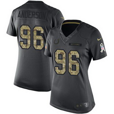 Nike Colts #96 Henry Anderson Black Womens Stitched NFL Limited 2016 Salute to Service Jersey