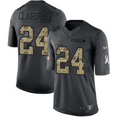 Nike Cowboys #24 Morris Claiborne Black Youth Stitched NFL Limited 2016 Salute to Service Jersey