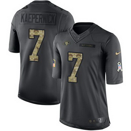 Nike 49ers #7 Colin Kaepernick Black Mens Stitched NFL Limited 2016 Salute to Service Jersey