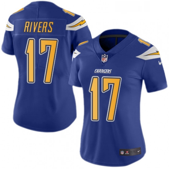 Womens Nike Los Angeles Chargers 17 Philip Rivers Limited Electric Blue Rush Vapor Untouchable NFL J