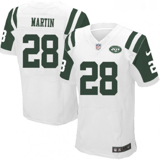 Mens Nike New York Jets 28 Curtis Martin Elite White NFL Jersey