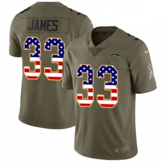 Men Nike Los Angeles Chargers 33 Derwin James Limited Olive USA Flag 2017 Salute to Service NFL Jers