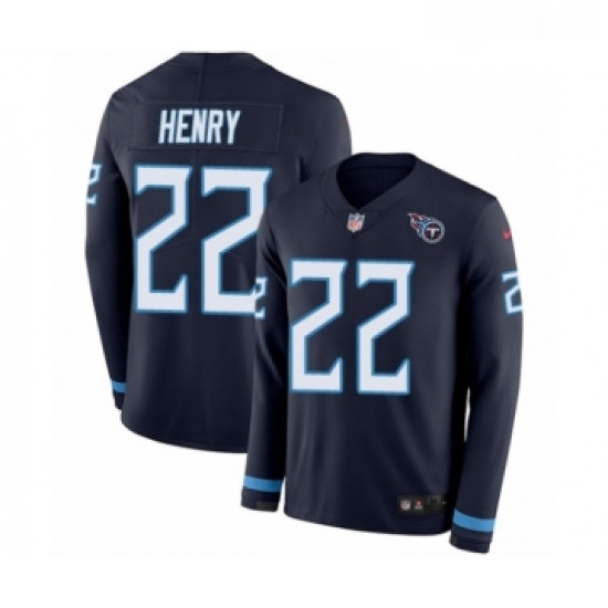 Mens Nike Tennessee Titans 22 Derrick Henry Limited Navy Blue Therma Long Sleeve NFL Jersey