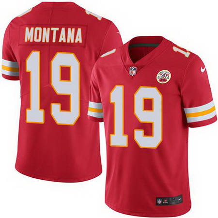 Nike Chiefs #19 Joe Montana Red Mens Stitched NFL Limited Rush Jersey