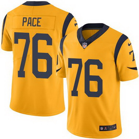 Nike Rams #76 Orlando Pace Gold Mens Stitched NFL Limited Rush Jersey