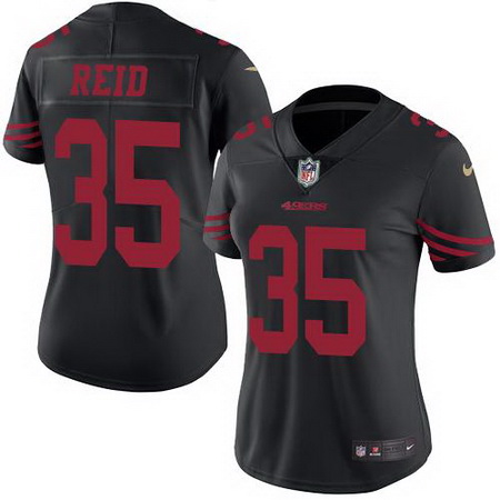 Nike 49ers #35 Eric Reid Black Womens Stitched NFL Limited Rush Jersey