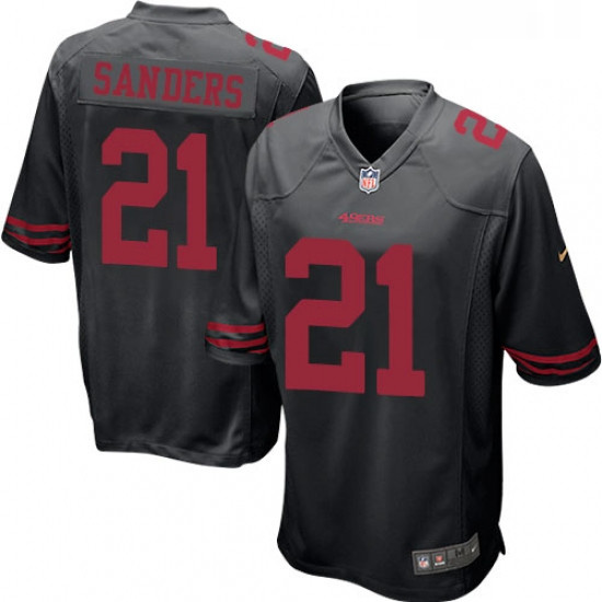 Mens Nike San Francisco 49ers 21 Deion Sanders Game Black NFL Jersey