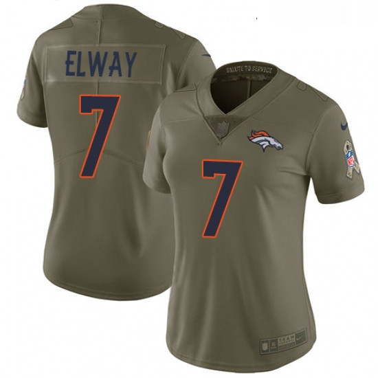 Womens Nike Denver Broncos 7 John Elway Limited Olive 2017 Salute to Service NFL Jersey