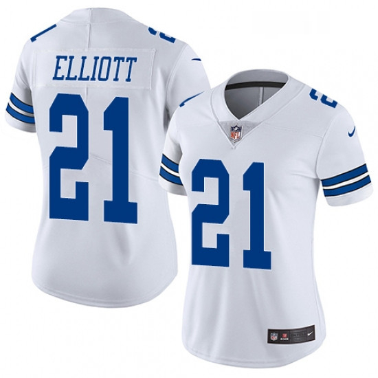 Womens Nike Dallas Cowboys 21 Ezekiel Elliott White Vapor Untouchable Limited Player NFL Jersey