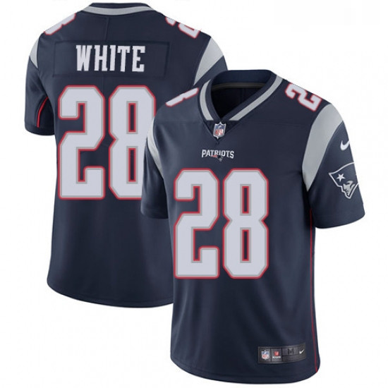 Youth Nike New England Patriots 28 James White Navy Blue Team Color Vapor Untouchable Limited Player