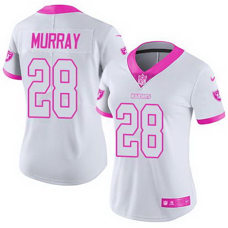 Nike Raiders #28 Latavius Murray White Pink Womens Stitched NFL Limited Rush Fashion Jersey