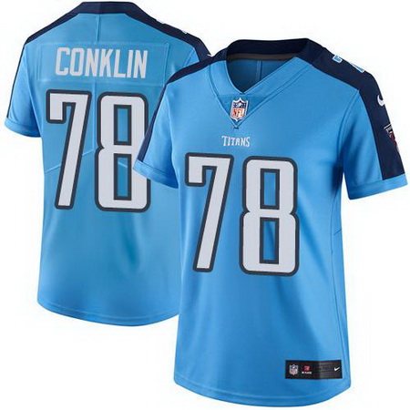 Nike Titans #78 Jack Conklin Light Blue Womens Stitched NFL Limi