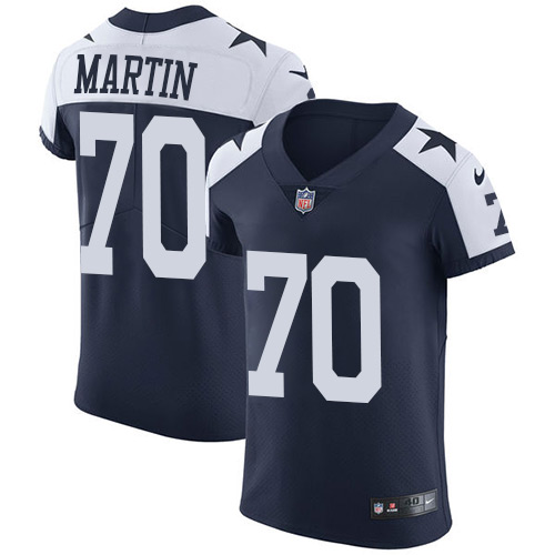 Nike Cowboys #70 Zack Martin Navy Blue Thanksgiving Mens Stitched NFL Vapor Untouchable Throwback El