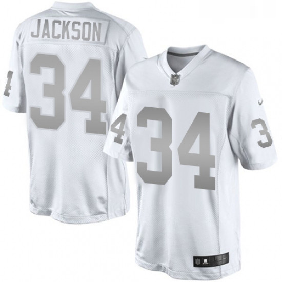 Mens Nike Oakland Raiders 34 Bo Jackson Limited White Platinum NFL Jersey