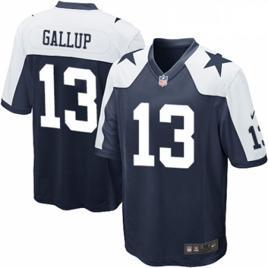 Mens Nike Dallas Cowboys 13 Michael Gallup Game Navy Blue Throwback Alternate NFL Jersey