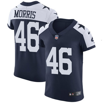 Nike Cowboys #46 Alfred Morris Navy Blue Thanksgiving Mens Stitched NFL Vapor Untouchable Throwback 