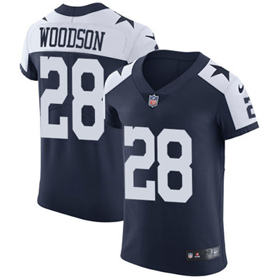 Nike Cowboys #28 Darren Woodson Navy Blue Thanksgiving Mens Stitched NFL Vapor Untouchable Throwback