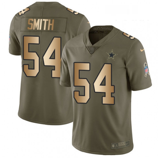 Youth Nike Dallas Cowboys 54 Jaylon Smith Limited OliveGold 2017 Salute to Service NFL Jersey