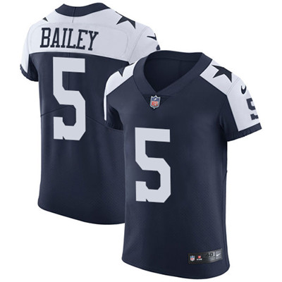 Nike Cowboys #5 Dan Bailey Navy Blue Thanksgiving Mens Stitched NFL Vapor Untouchable Throwback Elit