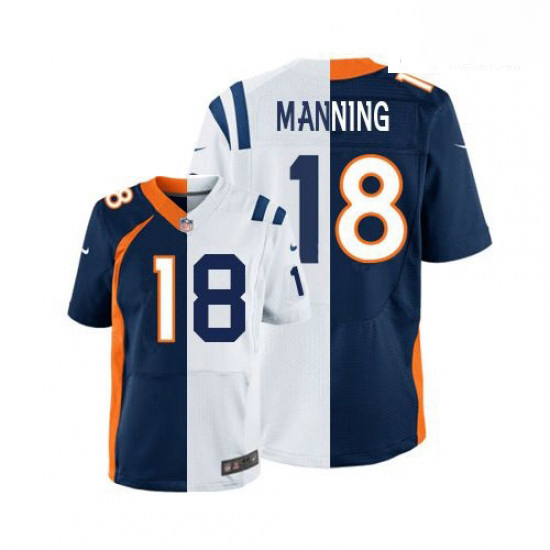 Men Nike Denver Broncos 18 Peyton Manning Game OrangeRoyal Blue 