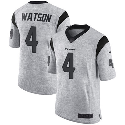 Nike Texans #4 Deshaun Watson Gray Mens Stitched NFL Limited Gridiron Gray II Jersey