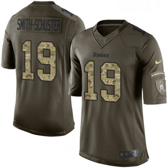 Mens Nike Pittsburgh Steelers 19 JuJu Smith Schuster Limited Green Salute to Service NFL Jersey
