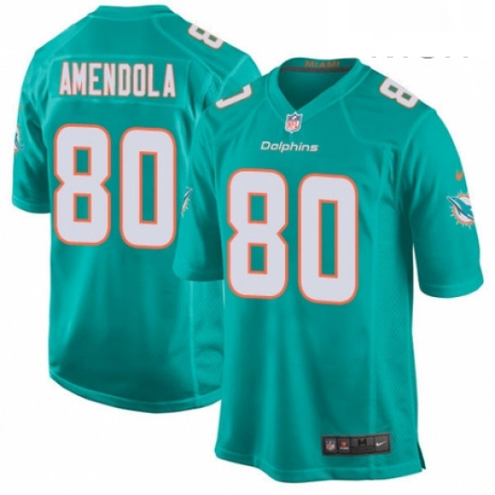 Mens Nike Miami Dolphins 80 Danny Amendola Game Aqua Green Team Color NFL Jersey