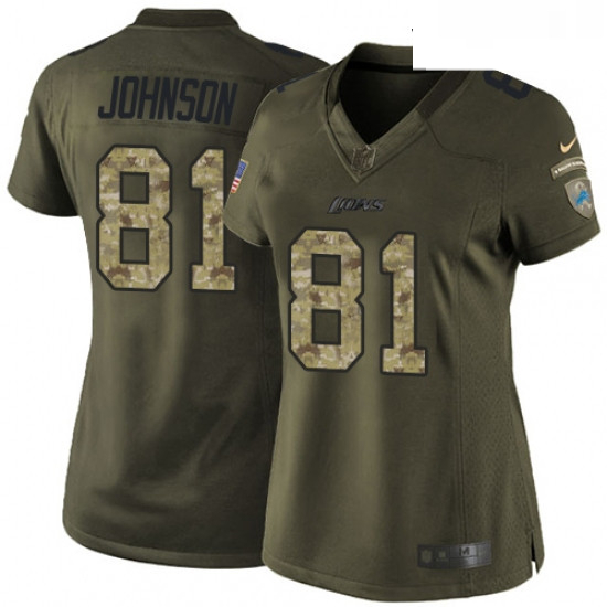 Womens Nike Detroit Lions 81 Calvin Johnson Elite Green Salute t