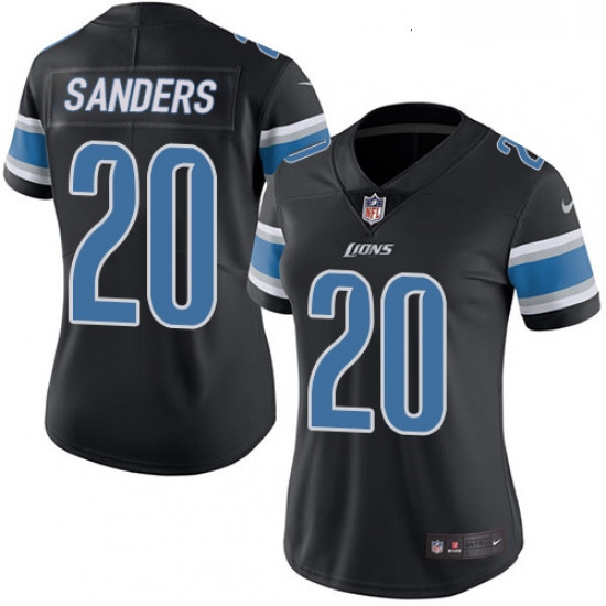 Womens Nike Detroit Lions 20 Barry Sanders Limited Black Rush Vapor Untouchable NFL Jersey