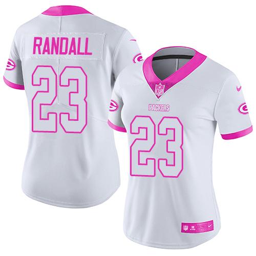 Nike Packers #23 Damarious Randall White Pink Womens Stitched NFL Limited Rush Fashion Jersey