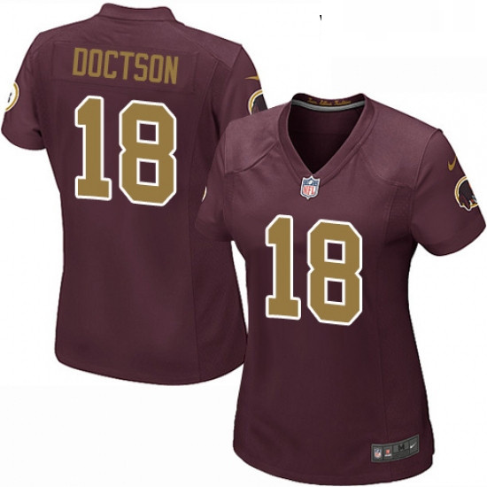 Womens Nike Washington Redskins 18 Josh Doctson Game Burgundy RedGold Number Alternate 80TH Annivers