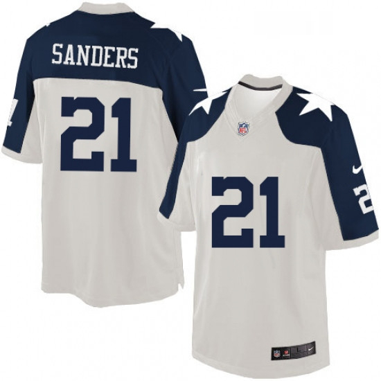 Mens Nike Dallas Cowboys 21 Deion Sanders Limited White Throwback Alternate NFL Jersey