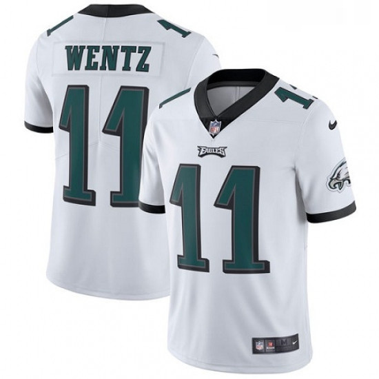 Mens Nike Philadelphia Eagles 11 Carson Wentz White Vapor Untouchable Limited Player NFL Jersey