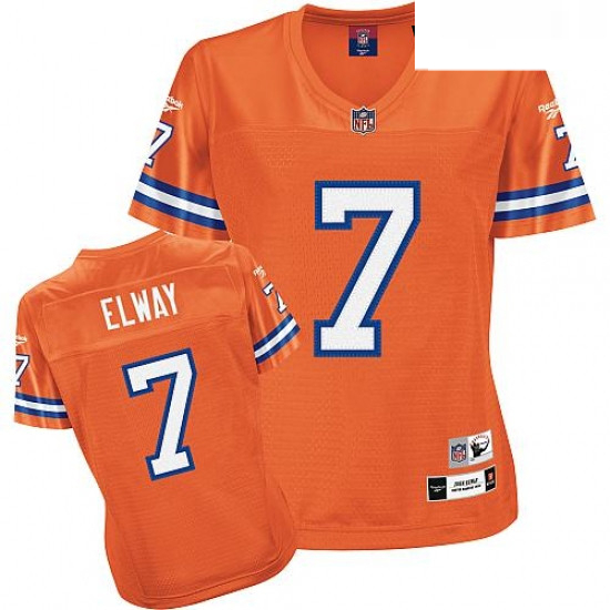 Reebok Denver Broncos 7 John Elway Orange Womens Throwback Team 