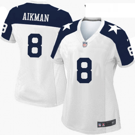 Womens Nike Dallas Cowboys 8 Troy Aikman Game White Throwback Al