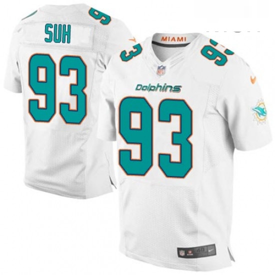 Mens Nike Miami Dolphins 93 Ndamukong Suh Elite White NFL Jersey