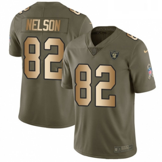 Mens Nike Oakland Raiders 82 Jordy Nelson Limited OliveGold 2017